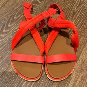 Sorel Red and Brown Strappy Sandals
